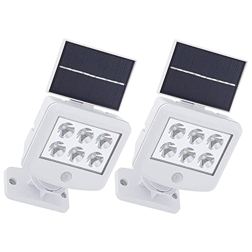 Solarlampen für Außen mit Bewegungsmelder LED Solar Wandleuchte Aussen Spot mit Bewegungsmelder Aussen, weiß, LED 0,3W 150Lm kaltweiß, LxBxH 12,8x10x11 cm, 2er Set