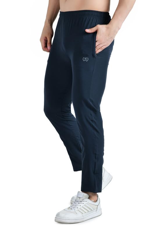 Image of KWINGS Soft NS Lycra Track Pant for Men - Comfortable Straight Fit Joggers with Secure Side Zipper Pockets
