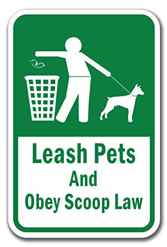 Leash Pets and Obey Scoop Law Sign Label Decal Sticker 8