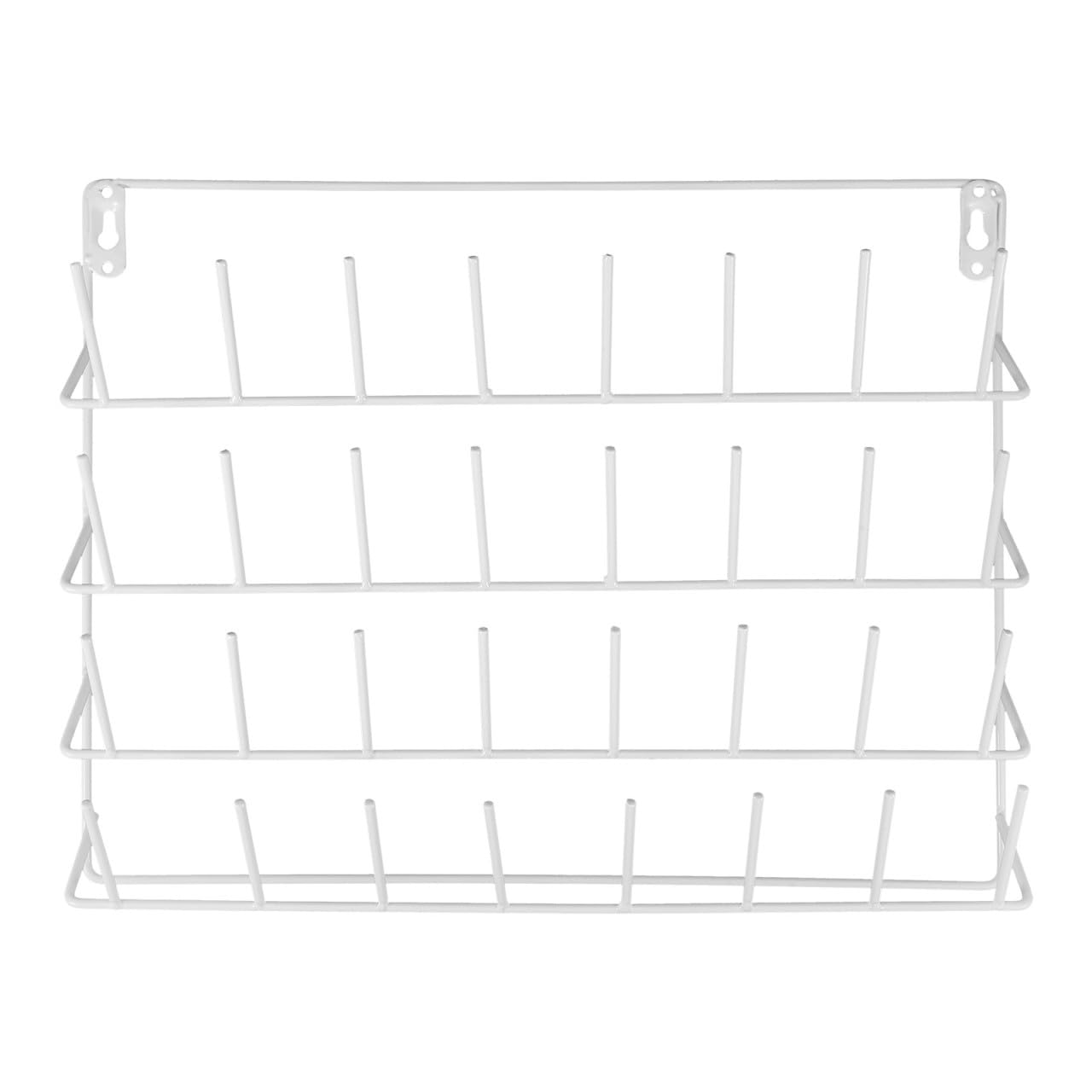 CALLARON Estante para Hilo de Coser de Hierro Blanco con Capacidad para 32 Carretes, Organizador de Pared con Ganchos para Bordado y Manualidades