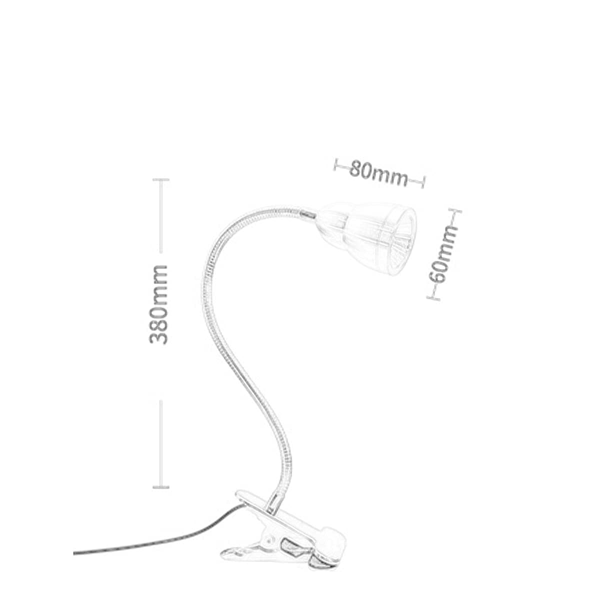 Klipsowa lampka do czytania, elastyczna lampa biurkowa LED 360° z ochroną oczu, neutralne światło 4000 K, 5 W, zawiera przełącznik i kabel