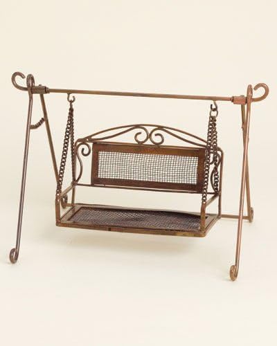Miniature Dollhouse Fairy Garden ~ Flamed Mesh Swing Bench ~ NEW Fast Delivery