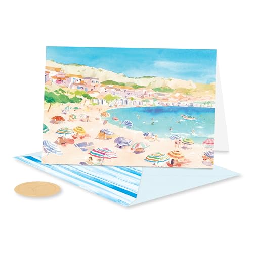 Image of Papyrus 14-Count All-Occasion Blank Stationery Note Set, Watercolor Beach Scene