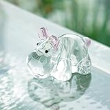 HDCRYSTALGIFTS 7,1 cm Kristall-Nilpferd-Figuren, Sammlerstücke, Geschenk für Mutter von Tochter, Kunstglas, Nilpferd, Statue, Tier, Briefbeschwerer, Ornament für Tisch, Heimdekoration
