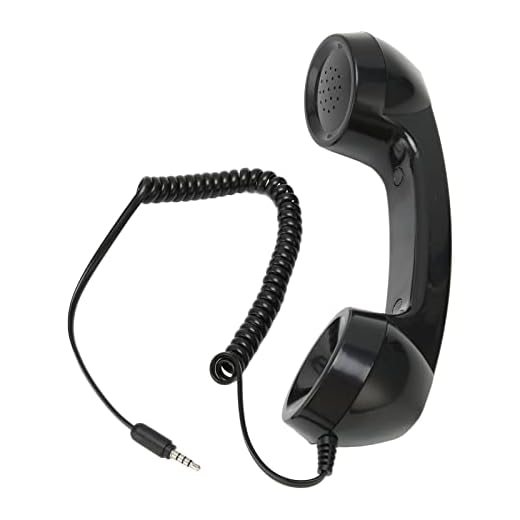 Retro Phone Handset, 3.5mm Cell Phone Receiver, Radiation Proof, HandheldCell Phone Telephone Handset for Mobile Phones Computers (Black)