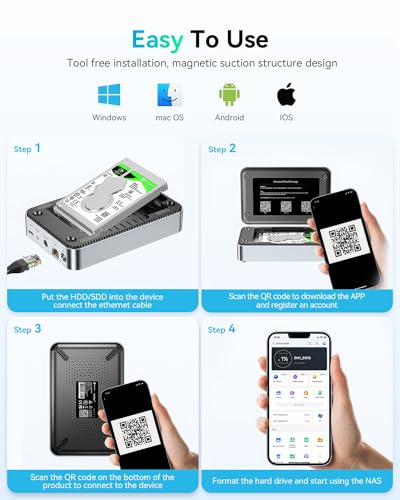 Yottamaster 1 Bay NAS Storage for 2.5\" SATA HDD/SSD, Quad Core CPU, 1GbE Port, 1GB RAM DDR4, Network Attached Storage Device for Home & Personal Cloud Storage [Diskless] - Thumbnail 7