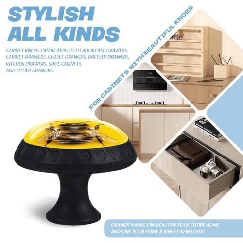 Boutons de placard en cristal abeille jaune avec vis pour meuble et commode - 8