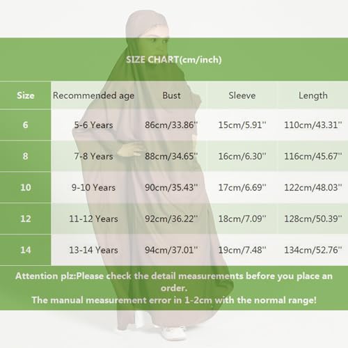 Girls Abayas Ramadan Clothes, Kids Arabian Full Cover Hijab Dubai Kaftan Prayer Dress Muslim Islamic Modest Long Sleeve Robe4