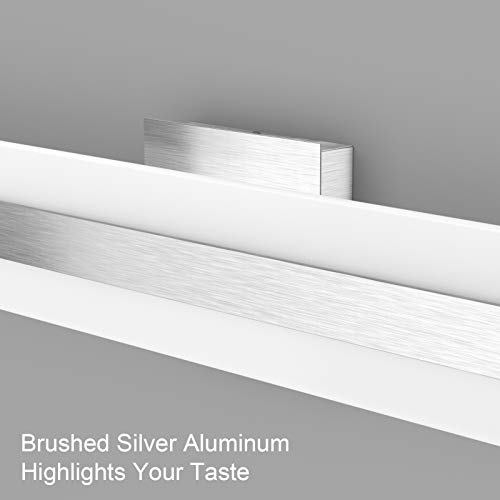 Aipsun 40in Brushed Silver Aluminum Modern LED Vanity Light Frosted White Acrylic LED Bathroom Vanity Light Fixtures Up and Down Wall Light(White Light 6000K) by Aipsun - Image 5