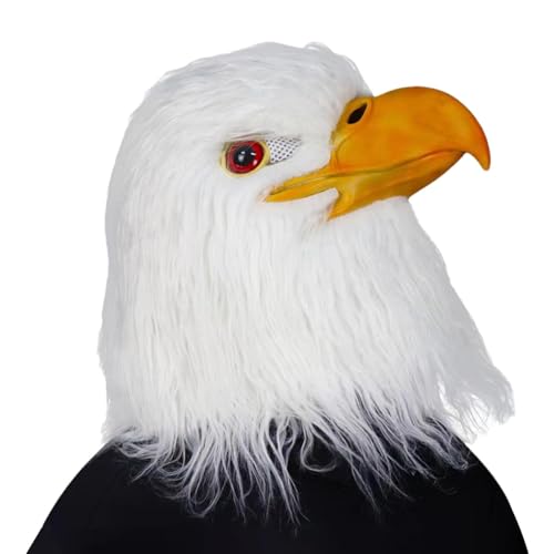 zwxqe White Eagle Mas k,Eagle Headmask | Bald Eagle Costume Headwear | White Eagle Bird Headwear for Halloween, Carnival, Easter, Costume Parties, Photo Booths, and Stage Shows
