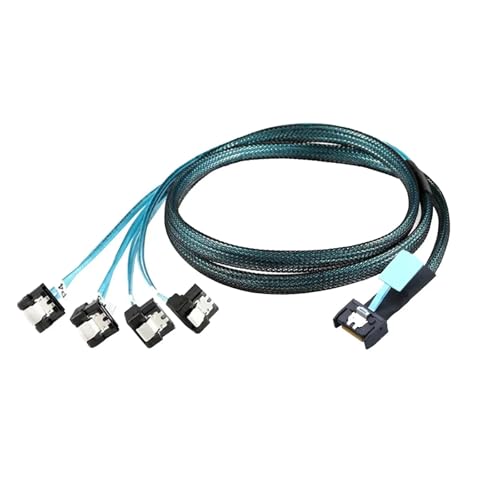 Cable Interno PCIE Slimline M1ni S/AS MCIO SFF-8654 4I 38P a 4X SATA 90 Grados 0.8m miniatura 6