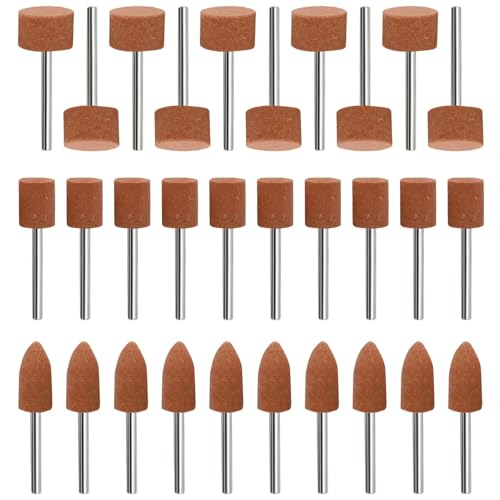 Jeu de 30 Meules en Oxyde D'Aluminium Compatible avec Dremel Outil Rotatif Mèches de Ponçage avec Tige de 1/8