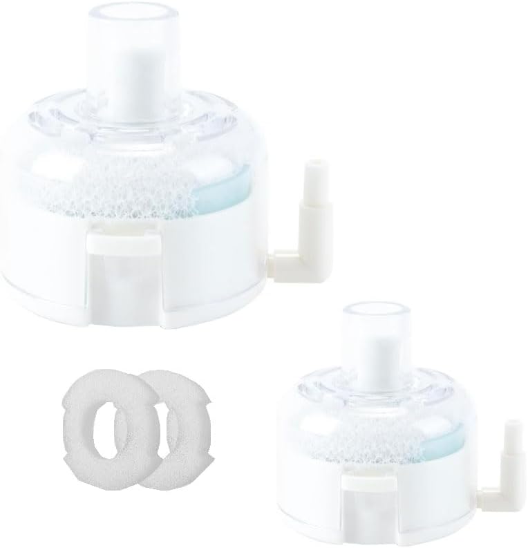 2Pcs Mini Aquarium Sponge Filter, Small Fish Tank Filter Submersible Fish Filter Built-in Air Bubble Stone and Bio Balls for Fish Tanks up to 5 Gallon with 2 Replace Filter (Air Pump Not Included)