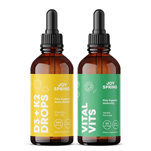 Joyspring Vitamin D Drops For Toddlers To Support Growth And Daily Multivitamin With Burdock Root & Elderberry For Kids Immune Booster #TOP8