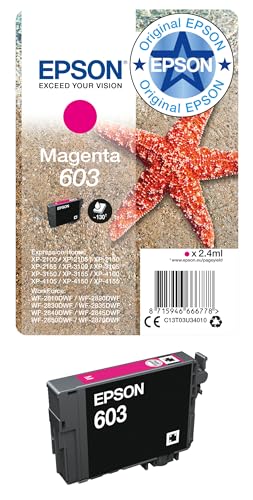Epson Original 603 Tinte Seestern, Singlepack Magenta Standard, WF-2820DWF WF-2830DWF WF-2840DWF WF-2850DWF XP-2100 XP-2150 XP-3100 XP-3150 XP-4100 XP-4150, ReadyPrint Flex-Tintentarife