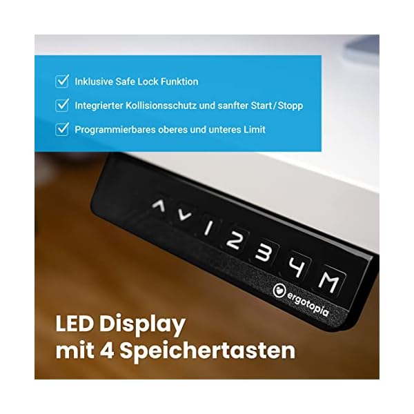 Ergotopia Desktopia Lite, höhenverstellbarer Schreibtisch, elektrisch höhenverstellbares Tischgestell mit Memory… – Bild 5