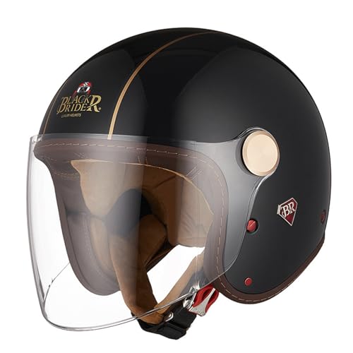 Casque de moto 3/4 ouvert anti-vent avec visière pour pilote de scooter et chopper