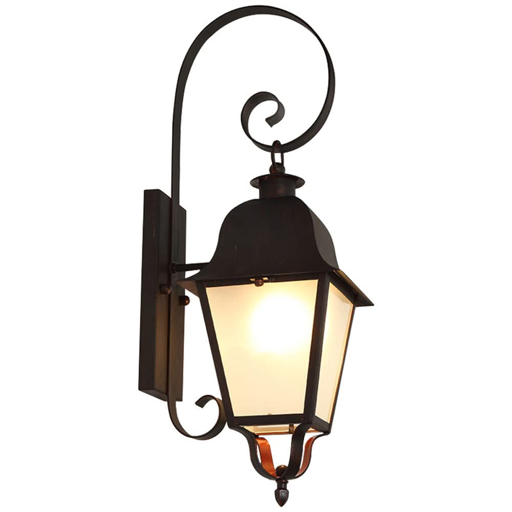 OZBMA Victorian Style Gooseneck Wall Lamp Black Finish Exterior Sconce Light Fixture Lanterns with Clear Glass Vintage Rust for Garage, Doorway, Balcony E27 Base