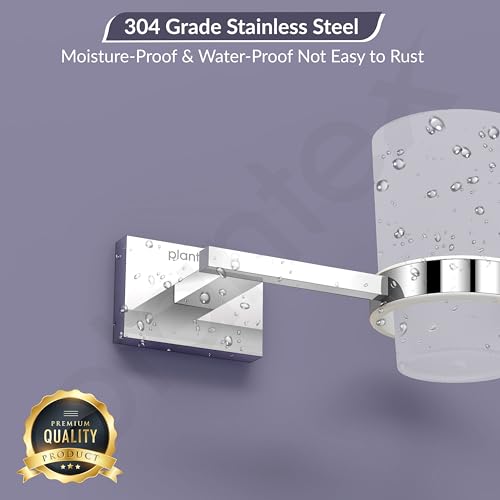 Image of Plantex 304 Grade Stainless Steel Tumbler Holder Stand with Spaces for Toothbrush Bathroom Acessories - Benz (Chrome)