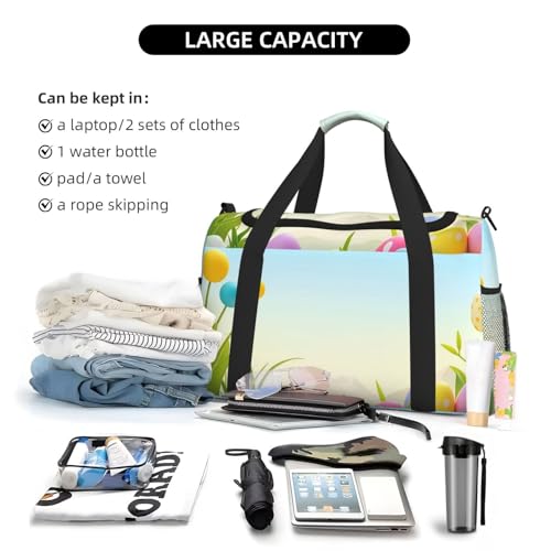 April Easter Travel Duffel Bag Lightweight Waterproof Carry On Tote Bag Foldable Weekender Overnight Bags Sport Gym Bag For Women Men 6