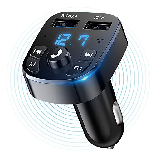 Car Wireless Bluetooth FM Transmitter, Bluetooth 5.0 FM Transmitter, MP3, USB, TYPE C, Car Charger, Dual USB Charging, Hands-Free Calling, Music Player Supports TF Card & USB Disk.