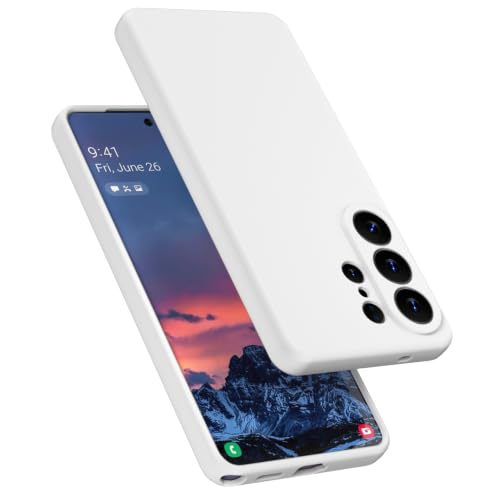 Coque Galaxy S26 Ultra en silicone liquide blanc avec doublure microfibre douce pour protection 6.9