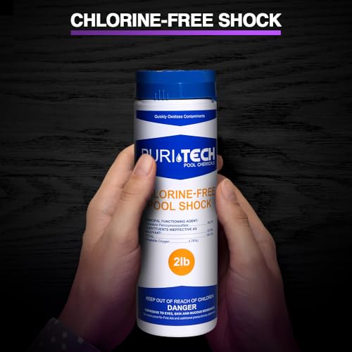 Puri Tech Chemicals Chlorine-Free Pool Shock 2lbs - Fast Acting, Quick Dissolving Chlorine-Free Oxidizing Shock for Crystal Clear Swimming Pool Water
