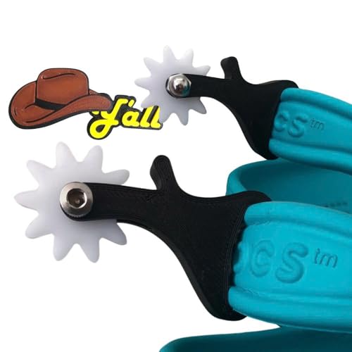 4-Pack Spur Shoe Charms, Cowboy Hat & Y'all Set for Clogs, Compatible with Crocs - Unique Cowboy-Style Accessories - Fun and Stylish mini Spur Clips for Men and Women