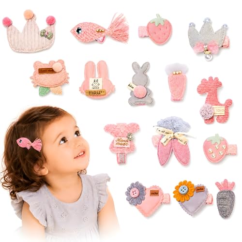 Pinzas para cabello niñas 15 piezas rosa y gris miniatura 1
