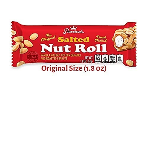 Pearson's Original Salted Nut Roll | Peanut, Caramel, Nougat Candy | 24 Full- Size Candy Bars |Bulk, Individually Wrapped #TOP4