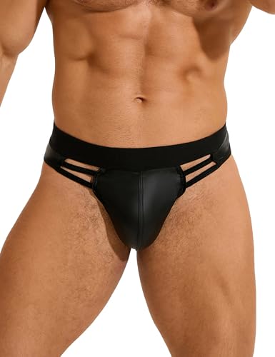 ohyeahlady Jockstraps for Men Low Rise G-String Thong Underwear Pouch Trunks Clubwear Jock Strap Briefs Black S-XXL