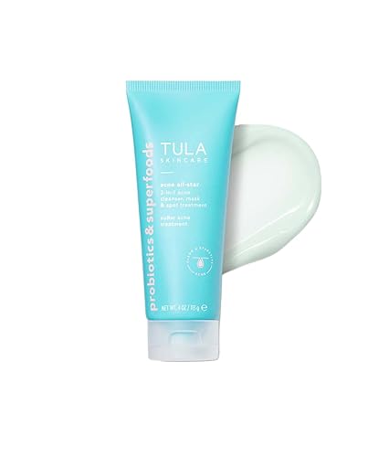 TULA Skin Care Acne All-Star - Limpiador 3 en 1 no irritante, mascarilla y tratamiento de manchas, previene el acné y purifica la piel, contiene