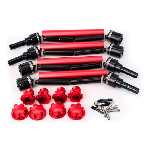 BENMAZ Steel Front & Rear CVD Driveshafts Upgrades for 1/10 MAXX 89076-4 2.0 V2 (Red)