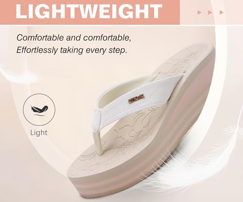 Image of ONCAI Women's Platform Wedge Flip Flops Trendy Dressy Womans Summer Flatform Chunky Heel Sandals with Comfortable Walking Outdoor Rubber Soles (US Size 5-11)