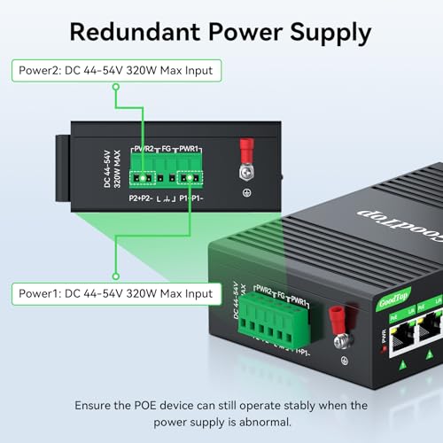 Image of Industrial 8-Port Full Gigabit PoE++ Switch,8-Port BT 90W,Wide Temperature,3-Level PoE Cascade,DIN-Rail Hardened PoE Switch for PTZ Camera /Wireless AP /IoT
