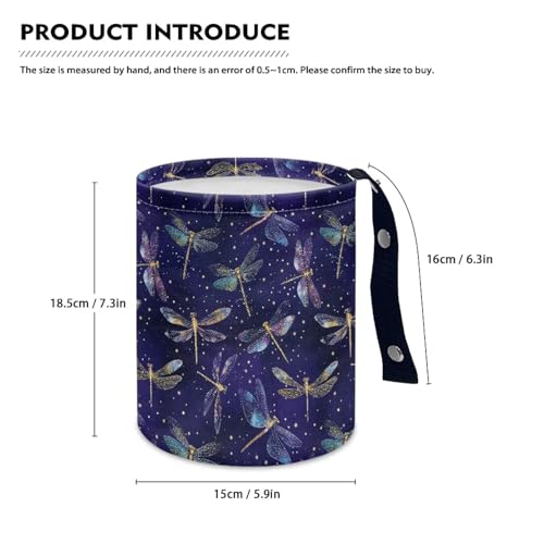 Image of Renewold Car Trash Can Blue Dragonfly Stylish Car Organizer Storage Bag for The Back /Front /Console of Any Cars, Sedans,SUVs,Vans & Trucks, Trash Bin Automotive Garbage Cans Foldable