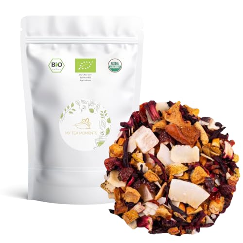 Infusión de Piña Colada a Granel - My Tea Moments - Cultivo Sostenible - Ingredientes Naturales: Coco, Escaramujo, Hibisco, Manzana, Naranja, Piña. Infusión Caliente y Fría. (200, Gramos)