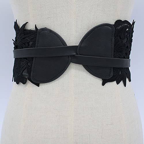 Women's Lace Flower Waist Belt Bow Tie Wrap Around Soft Leather Boho Corset Sweet Elegant for Dresses4