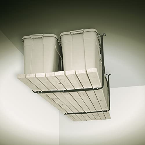 Image of HyLoft Adjustable Garage Ceiling Mount Storage Rack Kit, Ceiling Shelving Mounts, 34 in. x 26 in., 80844-10, Hammertone