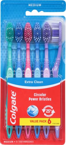 Image of Colgate Extra Clean Toothbrush,Medium Toothbrush for Adults,6 Count (Pack of 12)