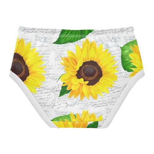 Toddler Underwear Floral 2t Cotton Little Girl Panties Personalized Kids Undies Briefs Yellow Sunflowers Vintage2
