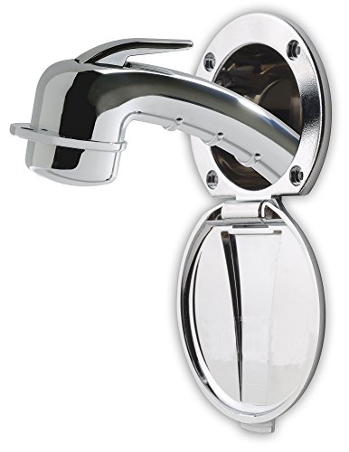 Ambassador Marine Plastic Lid/Cup Recessed Shower Kit with Small Chrome Sprayer and 6-Feet Black Rubber Hose, Chrome