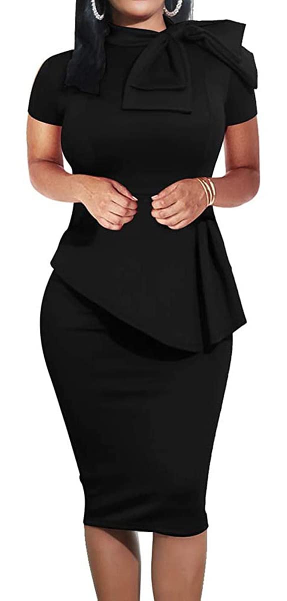 Women Black Peplum Bodycon Dress