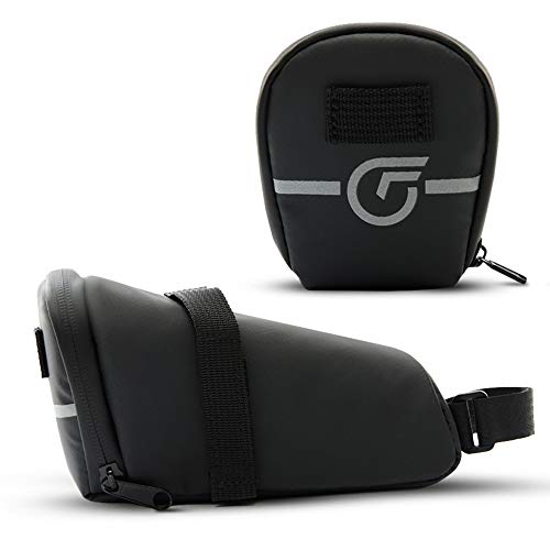 Cycle Factor Waterproof Bike Saddlebag Aerodynamic Bicycle Under Seat Pouch For Mountain, Beach Or Road Bikes - Reflective Lining, Interior Mesh Bag & Key Holder, Velcro Straps, High Shear Resistance #TOP2
