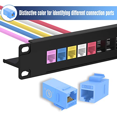 Vce Cat6 Keystone Coupler Ul Listed, Rj45 Female To Female Ethernet Insert Jack Utp Network Inline Connector - Blue, 5-Pack #TOP6