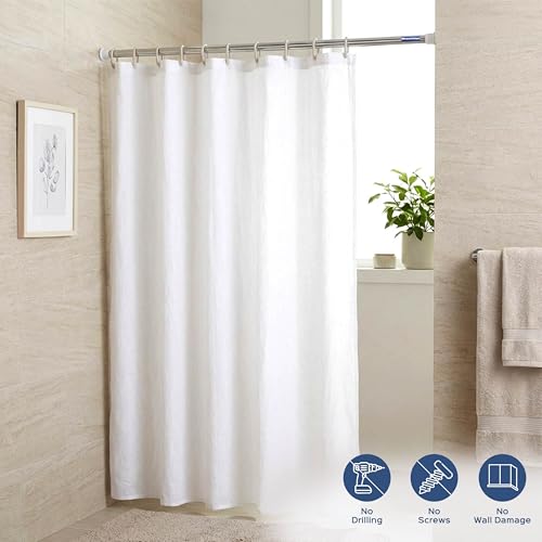 Image of Homestrap Extendable Curtain Rod (80-150 cm) | Multipurpose, rustproof & Adjustable Tension Rod with Strong Grip | Stainless Steel Rod for Windows, Shower, Wardrobe & Drying Clothes