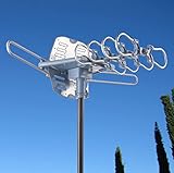 Able Signal Amplified HD Digital Outdoor HDTV Antenna with Motorized 360 Degree Rotation, UHF/VHF/FM Radio with Infrared Remote Control