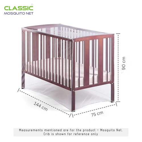 Image of Classic Mosquito Net for Baby Crib | 144cmX75cmX90cm Encrypted Toddler Crib Tent Full Cover Safety Net, Durable, Strong - Keep Baby Infant from Climbing Out, Falls and Mosquito Bites (White)