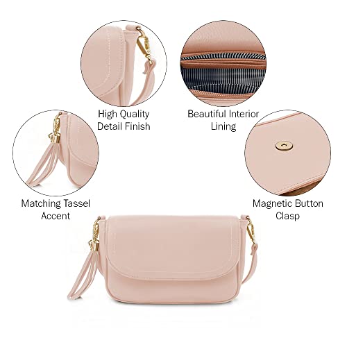 Image of EVVE Small Crossbody Bags for Women Trendy Flap Saddle Purses with Tassel Vegan leather Shoulder bag