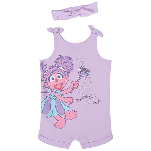 Sesame Street Abby Cadabby Infant Baby Girls Romper and Headband Outfit Set Purple Abby Cadabby 18 Months